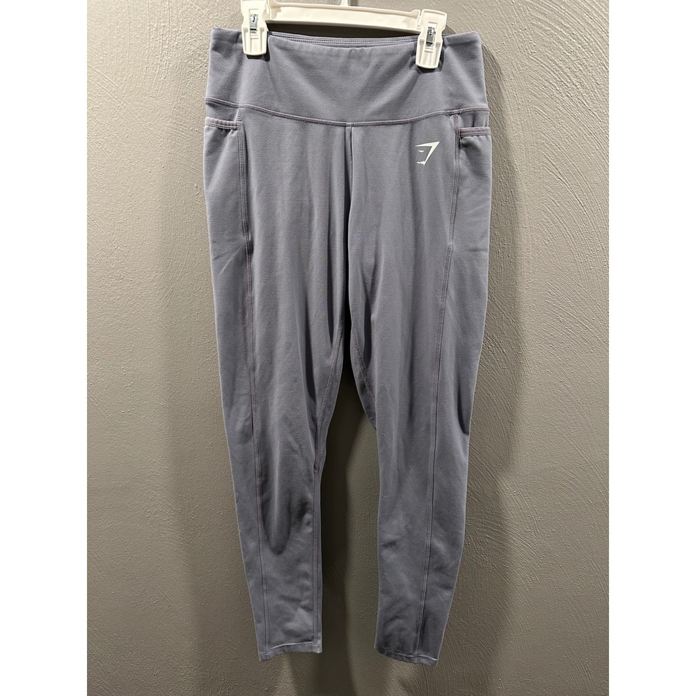 Gymshark Dry High Rise Leggings with Pockets Blue Grey Medium